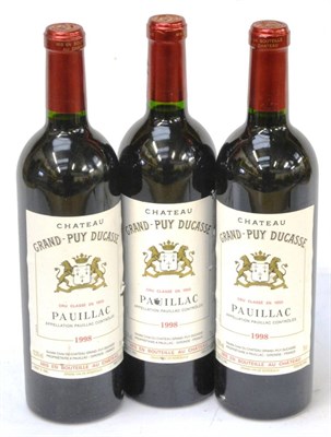 Lot 2027 - Chateau Grand-Puy Ducasse 1998, Pauillac (x3) (three bottles)