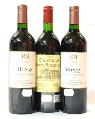 Lot 2029 - Chateau Haut-Marbuzet 1982, St Estephe; Ronan by Clinet 2009, Bordeaux Superieur (x2) (three...