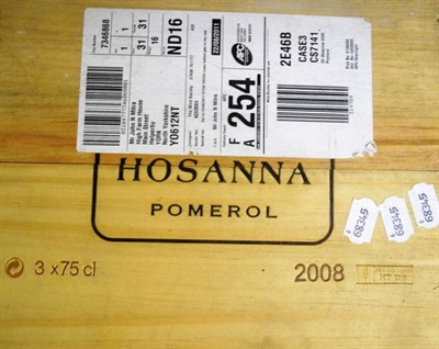 Lot 2030 - Chateau Hosanna 2008, Pomerol (x3) (three bottles)