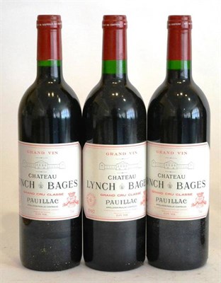 Lot 2055 - Chateau Lynch Bages 1992, Pauillac (x3) (three bottles) U: into neck