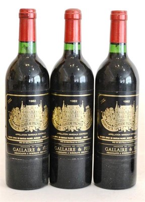 Lot 2066 - Chateau Palmer 1982, Margaux (x3) (three bottles) U: into neck