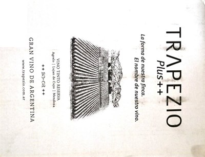 Lot 2150 - Trapezio Plus (Merlot/Cab Franc) 2009, Alto Agrelo, Mendoza, Argentina (twelve bottles)