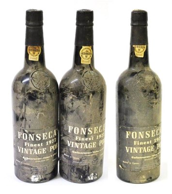 Lot 2179 - Fonseca 1977, vintage port (x3) (three bottles) U: all top shoulder