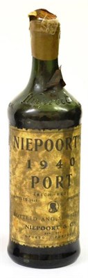 Lot 2187 - Niepoort 1940, vintage port U: mid/low shoulder, stained and soiled label