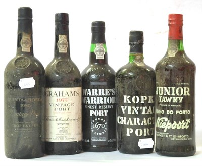 Lot 2188 - Niepoort Junior Tawny; Warres Warrior; Graham 1977; Quinta de Roeda 1980, vintage port; Kapke...