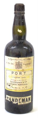 Lot 2192 - Sandeman 1945, vintage port U: into neck, part of capsule missing