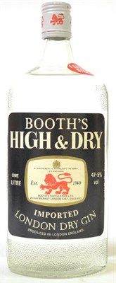 Lot 2204 - Booth's High and Dry Imported London Gin, circa 1970's, one litre, 47.5%