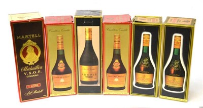 Lot 2206 - Chateau Paulet 5 Star Cognac; Chateau Paulet VSOP Cognac (x2); Martell VSOP, litre; A Donis 15 Year