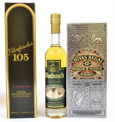 Lot 2247 - Bladnoch 15 Year Old, 35cl, 55%; Chivas Regal 12 Year Old, litre, 43%, in original carton;...