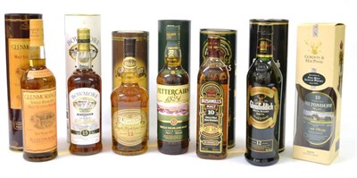 Lot 2248 - Bowmore 15 Year Old Mariner; The Glenturret 12 Year Old; Glenmorangie 10 Year Old; Glenfiddich...