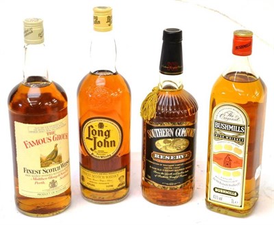 Lot 2268 - Litres Comprising: Bushmills; Southern Comfort Reserve; Long John; The Famous Grouse (four bottles)