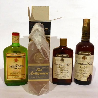 Lot 2275 - The Antiquary De Luxe Old Scotch Whisky, 26 2/3 fl oz, 70 proof, in original carton; Canadian...