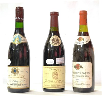 Lot 2082A - Louis Latour Chateau Corton Grancey Grand Cru 1988; Paul Jaboulet Aine Hermitage 1986; Bouchard...