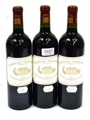 Lot 1037 - Chateau Margaux 2002, Margaux (x3) (three bottles) U: high fill