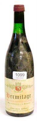 Lot 1099 - Domaine Jean-Louis Chave Hermitage U: no date on label, neck label missing capsule trimmed,...