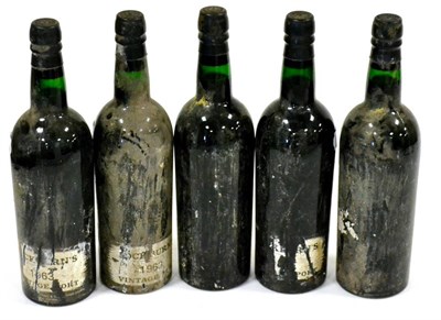 Lot 1171 - Cockburn 1963, vintage port (x5) (five bottles) U: all into neck, very poor label but clear...