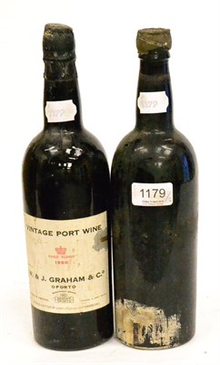 Lot 1179 - Dow 1960, vintage port; Graham 1960, vintage port (two bottles) U: both poor capsules