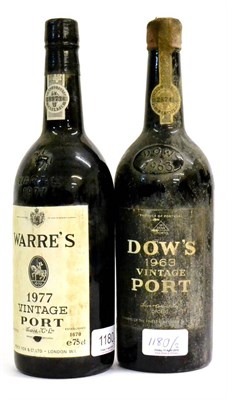 Lot 1180 - Dow 1963, vintage port; Warre 1977, vintage port (two bottles)