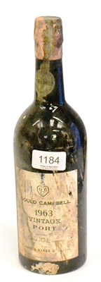 Lot 1184 - Gould Campbell 1963, vintage port U: bin soiled label