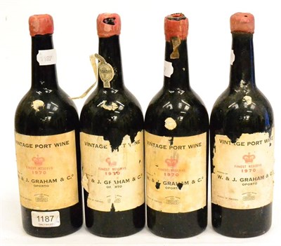 Lot 1187 - Graham 1970, vintage port (x4) (four bottles) U: one poor capsule