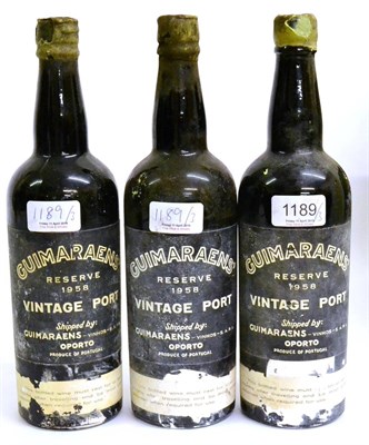 Lot 1189 - Guimaraen 1958, vintage port (x3) (three bottles)