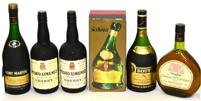 Lot 1211 - Chateau de Cassaigne Reserve Armagnac; Rouyer Guillet & Co VSOP Cognac; Remy Martin VSOP...