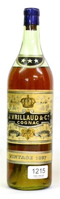 Lot 1215 - J Vrillaud & Co 1887, three star vintage cognac, no capacity or spirit strength stated U: 6.5cm