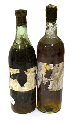 Lot 1222 - Unknown, vintage cognac; Sauternes, unknown details U: soiled labels