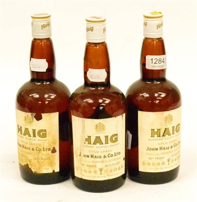 Lot 1284 - Haig Gold Label, Blended Scotch Whisky, 26 2/3 fl ozs, 70 proof (x3) (three bottles) U: soiled...