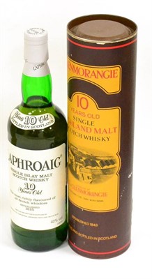 Lot 1300 - Laphroaig 10 Year Old Pre Royal Warrant, 70cl, 40%; Glenmorangie 10 Year Old, old style label...