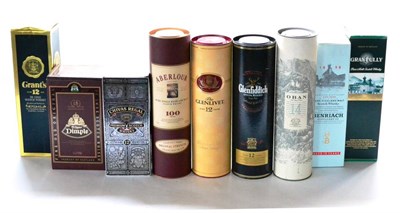 Lot 1303 - Litres Comprising: The Glenlivet 12 Year Old40%; Oban 14 Year Old, 43%; Glenfiddich 12 Year...