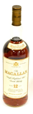 Lot 1332 - The Macallan 12 Year Old, Single Highland Malt Scotch Whisky, old style cream Duty Free label,...