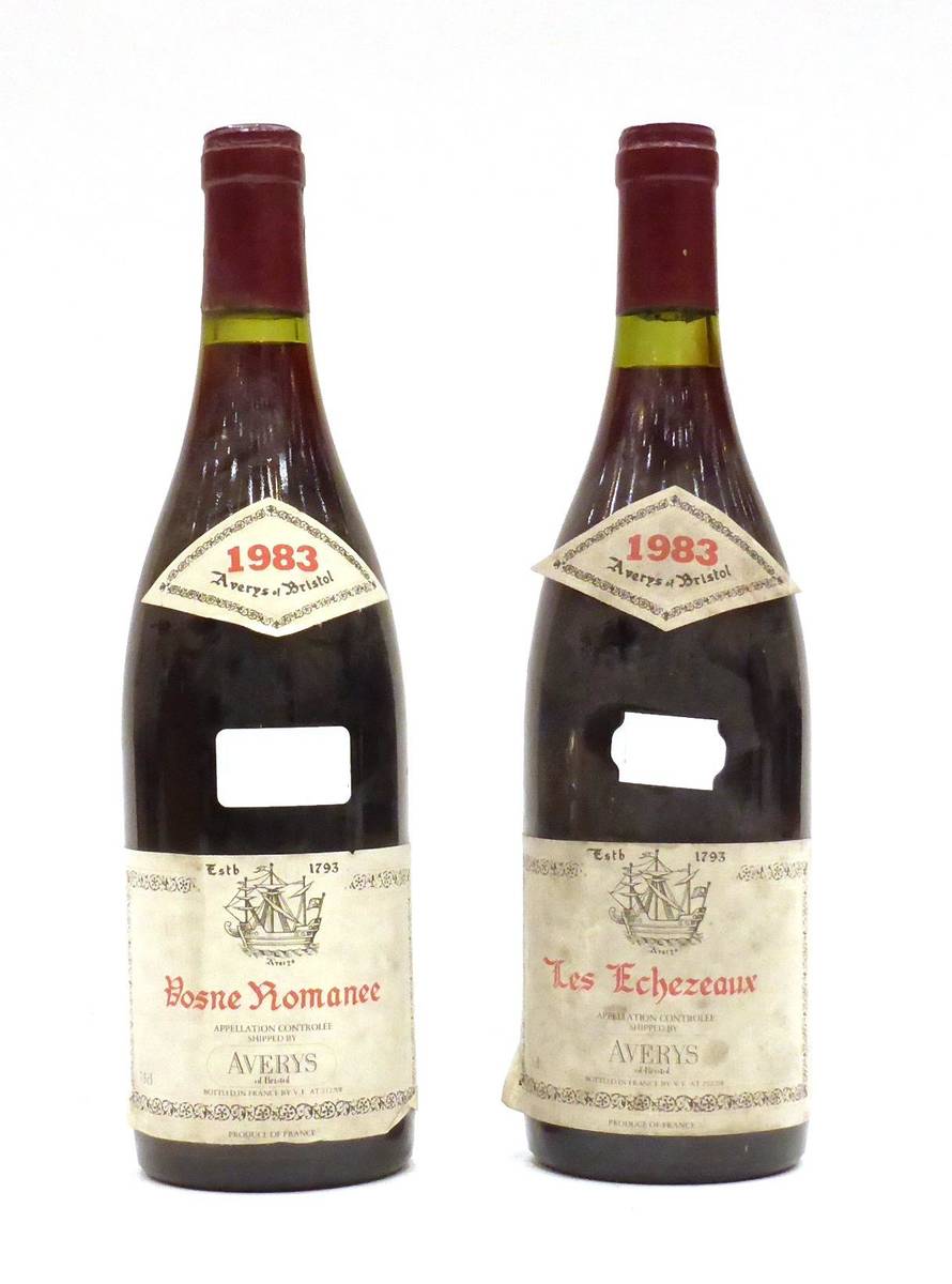 Lot 5003 - Averys of Bristol Les Echezeaux 1983; Averys of Bristol Vosnee Romanee 1983 (two bottles) U: 1cm