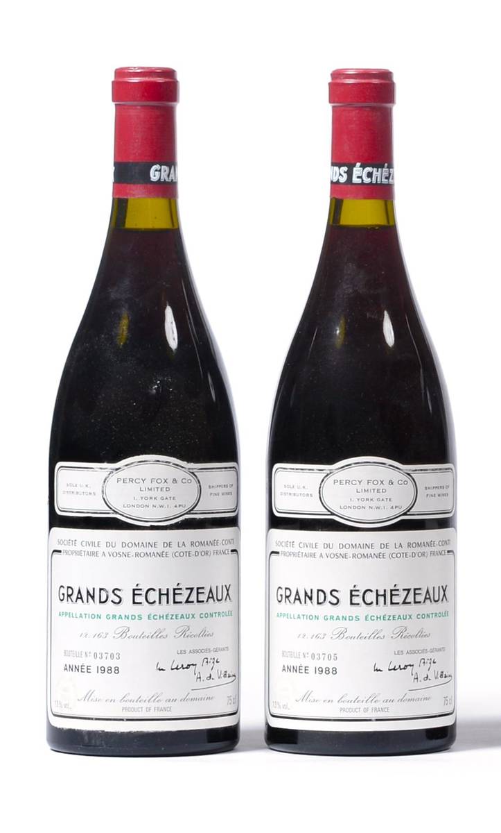 Lot 5032 - Domaine de la Romanee-Conti Grands Echezeaux Grand Cru 1988 (x2) (two bottles) U: 1cm, numbered...