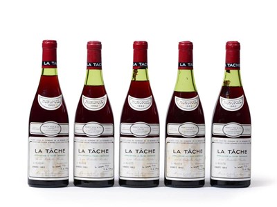 Lot 5037 - Domaine de la Romanee-Conti La Tache Grand Cru Monopole 1982 (x5) owc (five bottles) U: 2.5cm,...