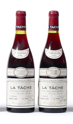Lot 5039 - Domaine de la Romanee-Conti La Tache Grand Cru Monopole 1986 (x2) (two bottles) U: 5mm, 1cm, labels