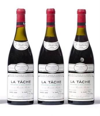 Lot 5040 - Domaine de la Romanee-Conti La Tache Grand Cru Monopole 1988 (x3) owc (three bottles) U: 4cm,...