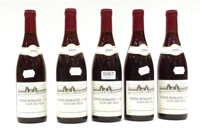Lot 5067 - Domaine Jean Gros Clos des Reas, Vosne-Romanee Premier Cru 1989 (x5) (five bottles) U: all less tan