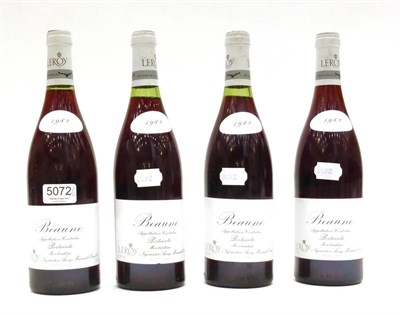 Lot 5072 - Domaine Leroy Les Pertuisots 1982 (x4) (four bottles) U: omm, 2mm, 1cm, 1cm
