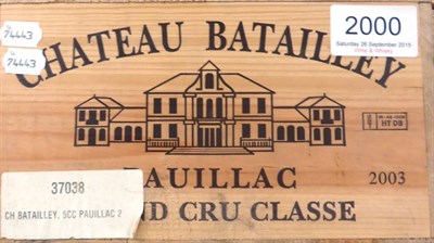 Lot 2000 - Chateau Batailley 2003, Pauillac, owc (twelve bottles)