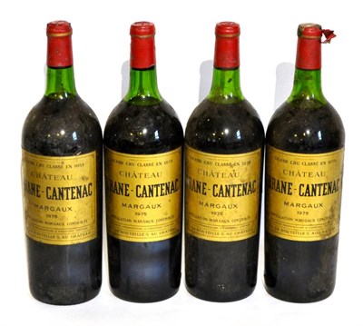 Lot 2005 - Chateau Brane Cantenac 1975, Margaux, magnum (x4) (four magnums) U: soiled labels and poor capsules