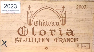 Lot 2023 - Chateau Gloria 2003, St Julien, owc (twelve bottles)