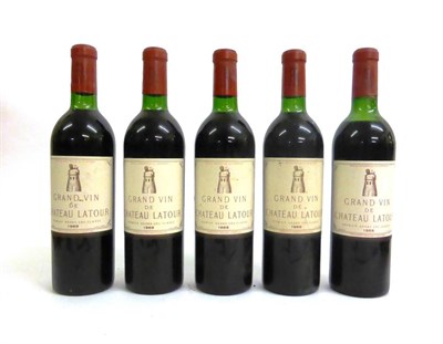 Lot 2041 - Chateau Latour 1969, Pauillac (x5) (five bottles) U: 4x very top shoulder, 1x mid shoulder