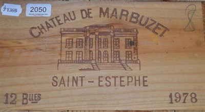 Lot 2050 - Chateau Marbuzet 1978, St Estephe (x6), owc (six bottles)