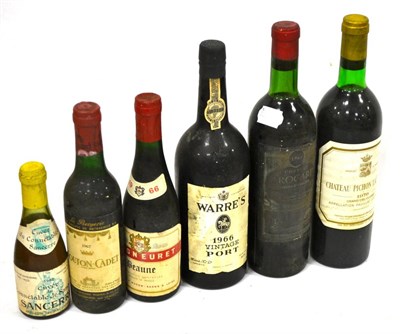 Lot 2056 - Chateau Pichon Lalande 1976, Pauillac; Warre 1966, vintage port; Chateau Trocard 1964, Lussac...