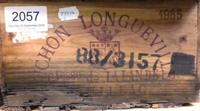 Lot 2057 - Chateau Pichon Longueville Comtesse de Lalande 1985, Pauillac, owc (twelve bottles) U: case appears