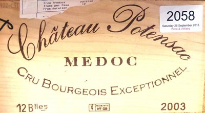 Lot 2058 - Chateau Potensac 2003, Medoc, owc (twelve bottles)