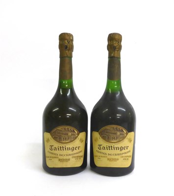 Lot 2094 - Taittinger Blanc de Blancs 1961 & 1964, vintage champagne (two bottles) U: 1cm inverted