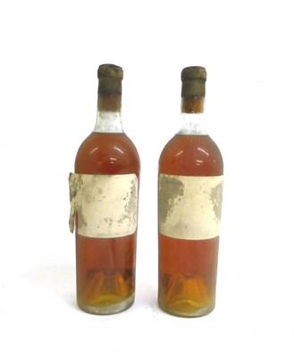 Lot 2098 - Chateau d'Yquem 1944, Sauternes (x2) (two bottles) U: top shoulder, labels completely perished,...