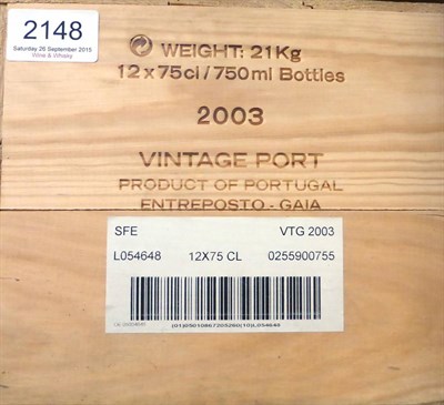 Lot 2148 - Dow 2003, vintage port, owc (twelve bottles)